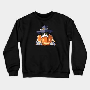 Tuxedo cat in a pumpkin Crewneck Sweatshirt